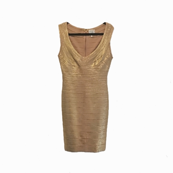 Herve Leger Dresses & Skirts - Herve Leger Gold Bandage Dress